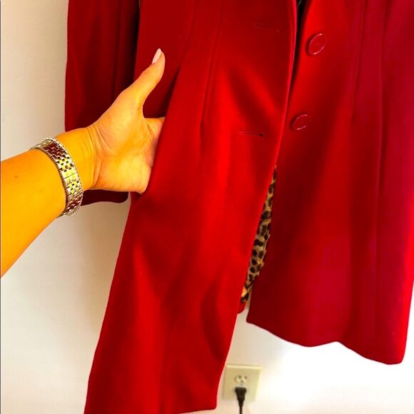 Express Red Women's Coat A Line Wool blend Small Knee Length Fit n Flare Small - Picture 6 of 9